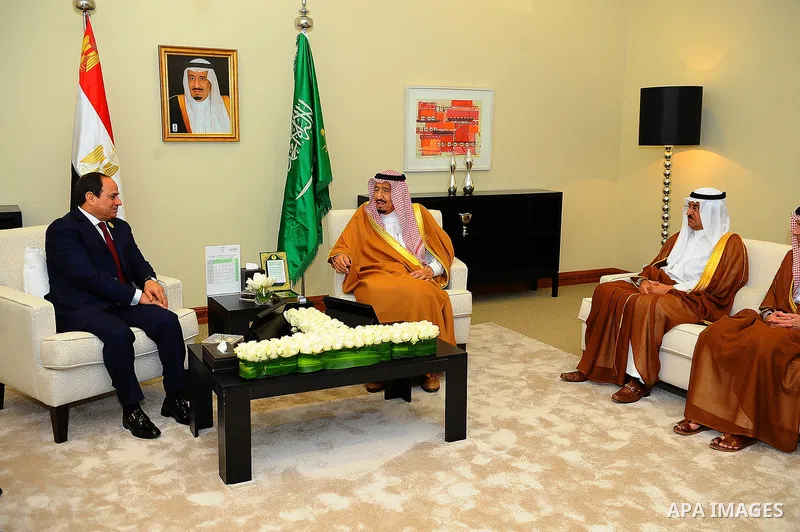 Egypt's President Abdel Fattah al-Sisi meets with Saudi Arabia's King Salman bin Abdulaziz al-Saud, on the sideline of the 28th Summit of the Arab League at the Dead Sea, Jordan March 29, 2017. Photo by Egyptian Presiden...
