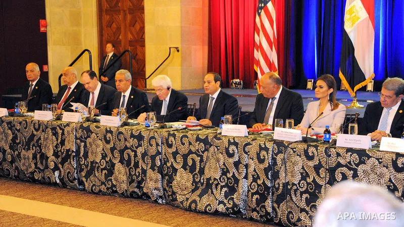 Egyptian President Abdel Fattah el-Sisi during his tour of the US Chamber of Commerce in Washington, United States on April 4, 2017. Photo by Egyptian President Office