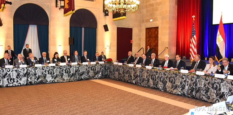 Egyptian President Abdel Fattah el-Sisi during his tour of the US Chamber of Commerce in Washington, United States on April 4, 2017. Photo by Egyptian President Office