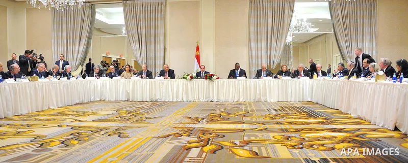 Egypt's President Abdel Fattah al-Sisi attends a meeting Director of US national intelligence, in Washington, United States on April 5, 2017. Photo by Egyptian President Office