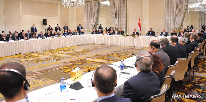 Egypt's President Abdel Fattah al-Sisi attends a meeting Director of US national intelligence, in Washington, United States on April 5, 2017. Photo by Egyptian President Office