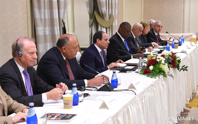 Egypt's President Abdel Fattah al-Sisi attends a meeting Director of US national intelligence, in Washington, United States on April 5, 2017. Photo by Egyptian President Office