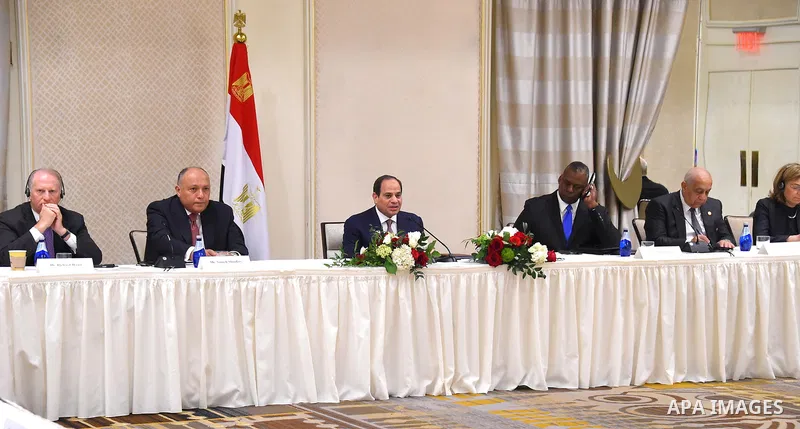 Egypt's President Abdel Fattah al-Sisi attends a meeting Director of US national intelligence, in Washington, United States on April 5, 2017. Photo by Egyptian President Office