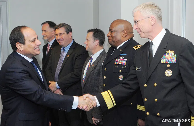 Egypt's President Abdel Fattah al-Sisi meets with US Defense Secretary James Mattis at the Pentagon, in Washington, United States on April 5, 2017. Photo by Egyptian President Office
