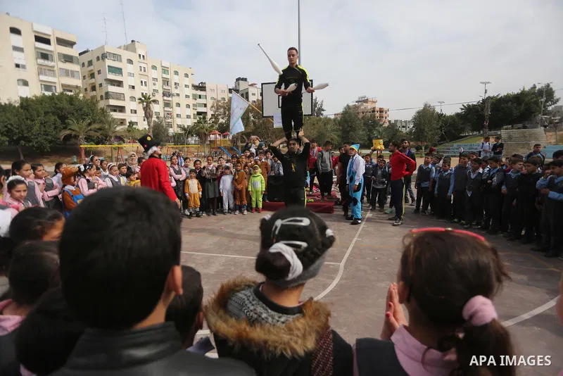 Palestinian children take part in the Palestine Children's Festival in Gaza City, on April 9, 2017. Photo by Mohammed Asad