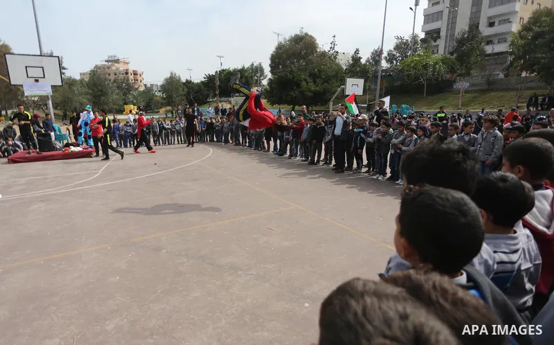 Palestinian children take part in the Palestine Children's Festival in Gaza City, on April 9, 2017. Photo by Mohammed Asad