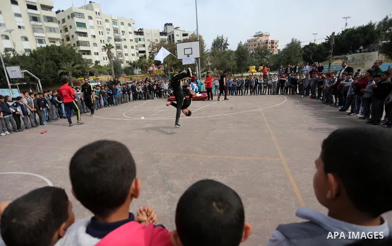 Palestinian children take part in the Palestine Children's Festival in Gaza City, on April 9, 2017. Photo by Mohammed Asad