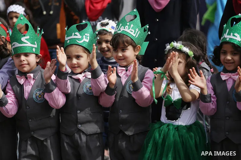 Palestinian children take part in the Palestine Children's Festival in Gaza City, on April 9, 2017. Photo by Mohammed Asad