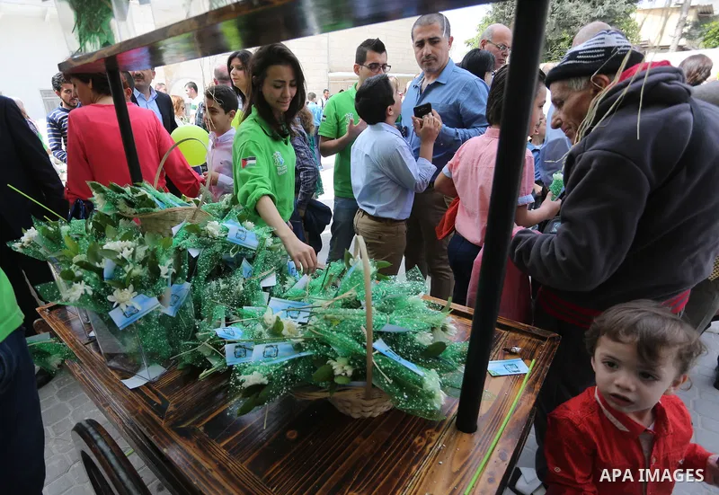 Palestinian Christians take part in the Greek Orthodox Christian Palm Sunday celebrations at St.Porphyrios Church in Gaza City, on April 9, 2017. Palm Sunday marks the triumphant return of Jesus Christ to Jerusalem when...