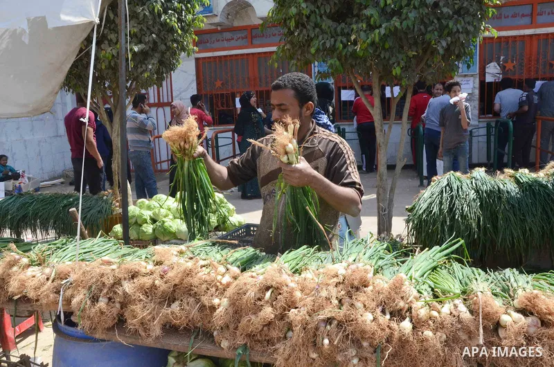 Egyptians buy Onions during preparation for the upcoming the Sham El Nessim, or the Festival of Spring Breeze, which marks the beginning of spring, in Cairo, on April 14, 2017. Photo by Amr Sayed