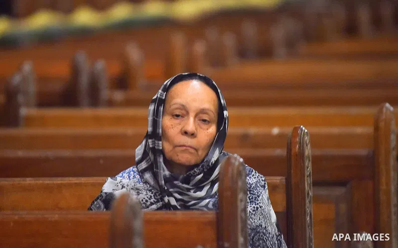 Egyptian Coptic Christians take part in an Easter Eve mass hosted by Pope Tawadros II at the St. Mark church in Cairo April 15, 2017. Photo by Amr Sayed