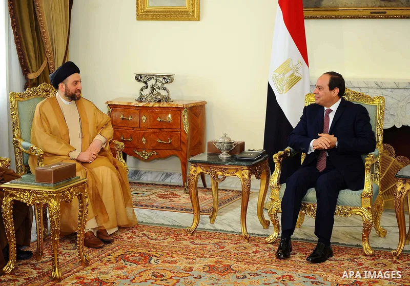 Egyptian President Abdel Fattah al-Sisi meets with Ammar al-Hakim, leader of the Islamic Supreme Council of Iraq (ISCI), in Cairo, Egypt, on April 18, 2017. Photo by Egyptian President Office