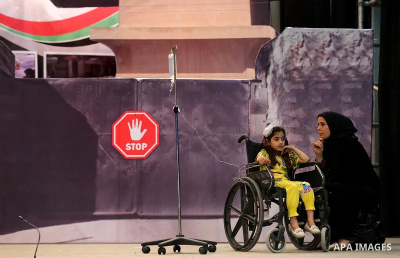 Palestinians perform during an operetta titled "enough blockade" on the International day in support of Gaza, in Gaza city on April 22, 2017. Photo by Ashraf Amra