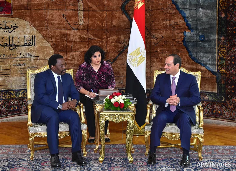Egyptian President Abdel Fattah el-Sisi, meets with Congolese President Joseph Kabila, in Cairo, Egypt on April 22, 2017.. Photo by Egyptian President Office