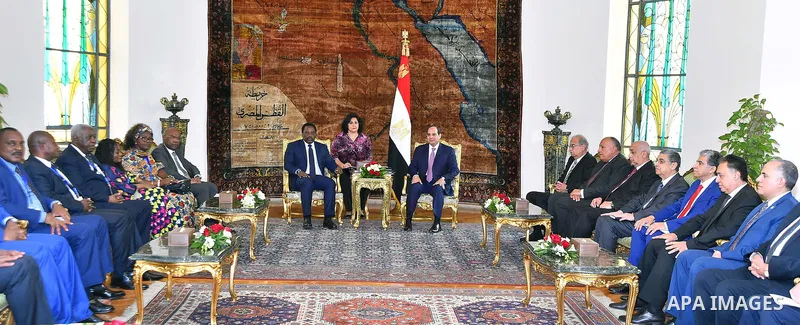 Egyptian President Abdel Fattah el-Sisi, meets with Congolese President Joseph Kabila, in Cairo, Egypt on April 22, 2017.. Photo by Egyptian President Office