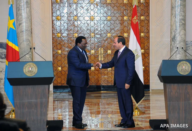 Egyptian President Abdel Fattah el-Sisi, meets with Congolese President Joseph Kabila, in Cairo, Egypt on April 22, 2017.. Photo by Egyptian President Office