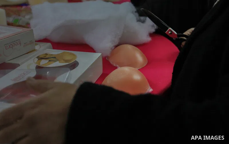 Aisha al-Baroud, 44, a Palestinian woman with breast cancer makes artificial breasts for mastectomy survivors for free, in the northern Gaza stirp on Feb. 13, 2017. Al-Baroud with breast cancer for more three years and s...