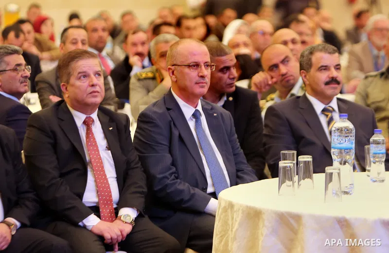 Palestinian Prime Minister Rami Hamdallah attends Third annual conference of State Audit and Administrative Control Bureau, in the West Bank city of Ramallah on April 26, 2017. Photo by Prime Minister Office