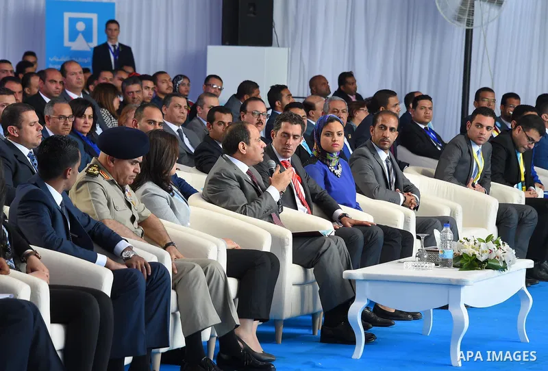 Egyptian President Abdel Fattah al-Sisi, speaks during the Third Youth Conference, in Ismailia, Egypt, on April 26, 2017. Photo by Egyptian President Office