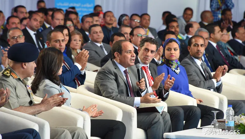 Egyptian President Abdel Fattah al-Sisi, speaks during the Third Youth Conference, in Ismailia, Egypt, on April 26, 2017. Photo by Egyptian President Office