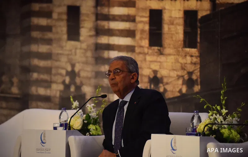 Former Secretary-General of the Arab League Amr Moussa attends the "Al-Azhar World Peace" conference organized by Al-Azhar in Cairo, Egypt on April 27, 2017. Photo by Stringer