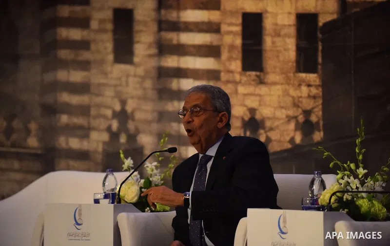 Former Secretary-General of the Arab League Amr Moussa attends the "Al-Azhar World Peace" conference organized by Al-Azhar in Cairo, Egypt on April 27, 2017. Photo by Stringer