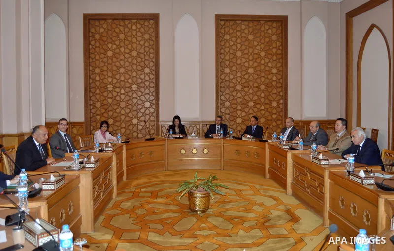 Egyptian Minister of foreign affairs Sameh Shoukry meets with delegation of the American chamber of commerce, in Cairo, Egypt, on April 27, 2017. Photo by Stranger