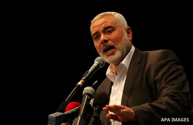 Senior political leaders of the Islamist movement, Ismail Haniyeh delivers a speech during a ceremony entitled "Return to Jerusalem" in Gaza city on April 30, 2017. Photo by Ashraf Amra