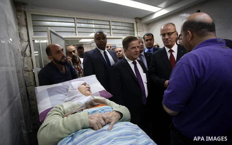Palestinian Prime Minister Rami Hamdallah visits Rafidia Hospital, in the West bank city of Nablus on May 3, 2017. Photo by Prime Minister Office