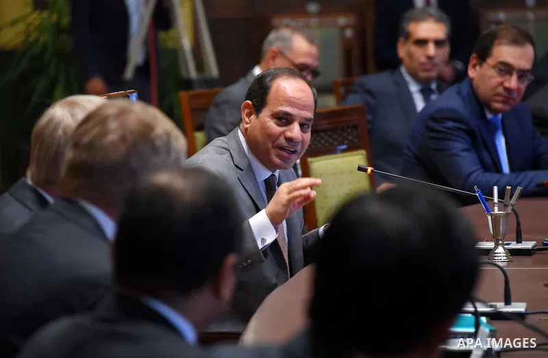 Egyptian President Abdel Fattah al-Sisi attends the production ceremony of the natural gas fields project, in Delta North Egypt, on May 10, 2017. Photo by Egyptian President Office