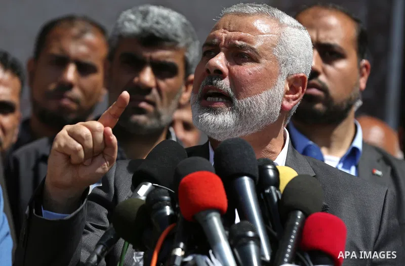Ismail Haniyeh, leader of Hamas, gives delivers an address during a press conference in Gaza City on May 11, 2017, in which the group announced the arrest of the suspected murderer of one of its key military commanders,...
