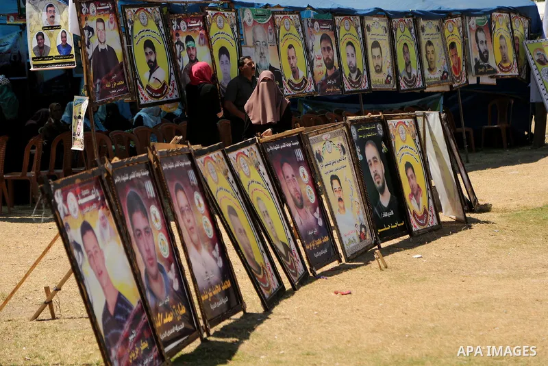 Palestinians take part in rally in solidarity with Palestinian prisoners on hunger strike in Israeli jails, and to commemorate the 68th anniversary of the "Nakba" or "catastrophe" in Arabic in reference to the establishm...