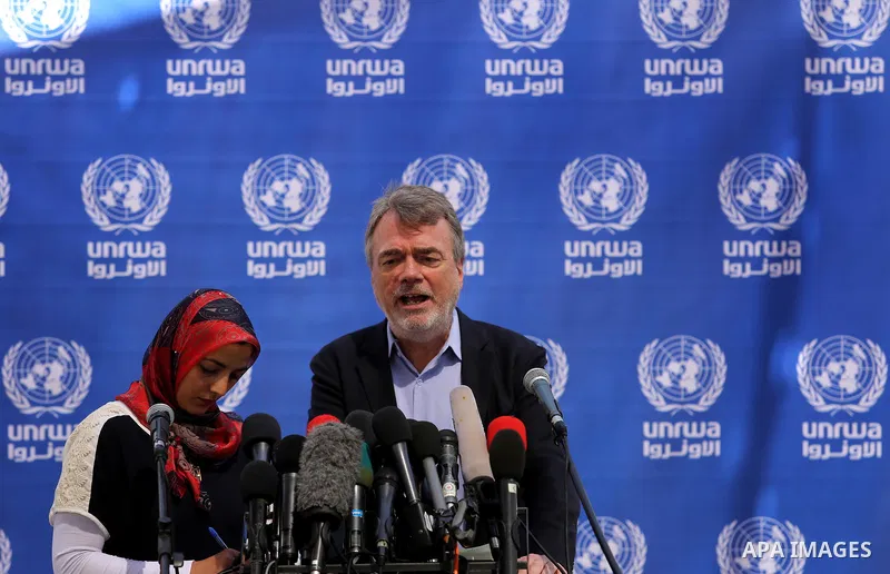 Director of UNRWA operations in Gaza Bo Shack, speaks during a press conference, in Gaza city, on May 17, 2017. Photo by Ashraf Amra