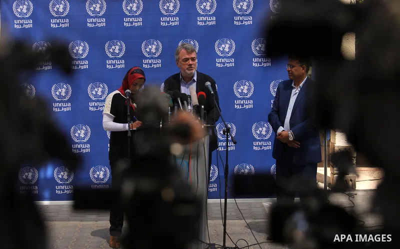 Director of UNRWA operations in Gaza Bo Shack, speaks during a press conference, in Gaza city, on May 17, 2017. Photo by Ashraf Amra