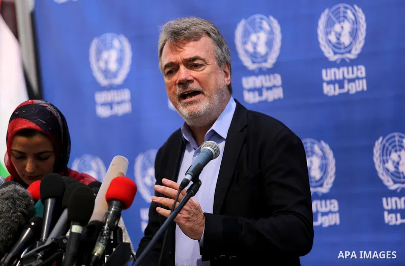 Director of UNRWA operations in Gaza Bo Shack, speaks during a press conference, in Gaza city, on May 17, 2017. Photo by Ashraf Amra
