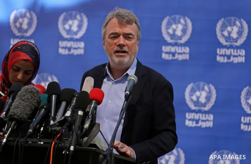 Director of UNRWA operations in Gaza Bo Shack, speaks during a press conference, in Gaza city, on May 17, 2017. Photo by Ashraf Amra