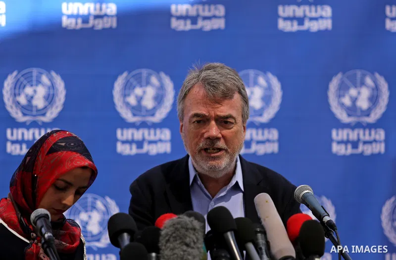 Director of UNRWA operations in Gaza Bo Shack, speaks during a press conference, in Gaza city, on May 17, 2017. Photo by Ashraf Amra