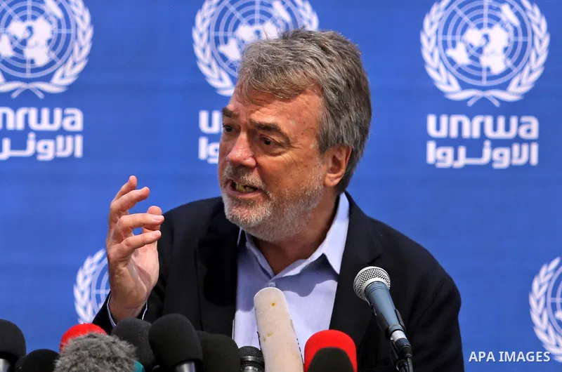 Director of UNRWA operations in Gaza Bo Shack, speaks during a press conference, in Gaza city, on May 17, 2017. Photo by Ashraf Amra