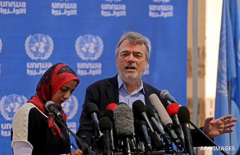 Director of UNRWA operations in Gaza Bo Shack, speaks during a press conference, in Gaza city, on May 17, 2017. Photo by Ashraf Amra