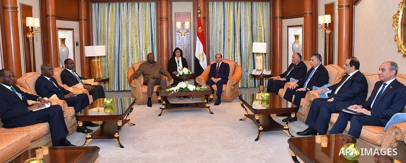Egyptian President Abdel Fattah al-Sisi meets with President of Burkina Faso, Rock Mark Cabore, in Riyadh on May 21, 2017. Photo by Egyptian President Office