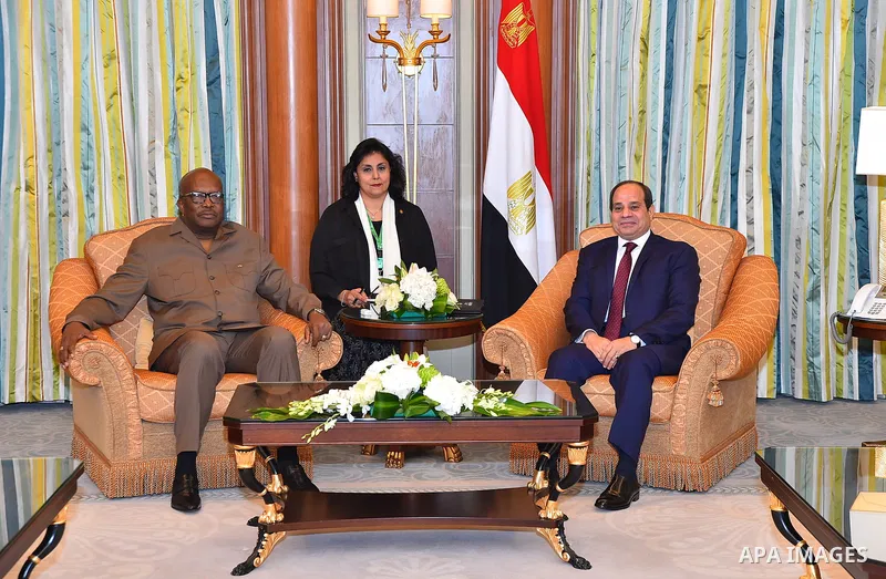 Egyptian President Abdel Fattah al-Sisi meets with President of Burkina Faso, Rock Mark Cabore, in Riyadh on May 21, 2017. Photo by Egyptian President Office
