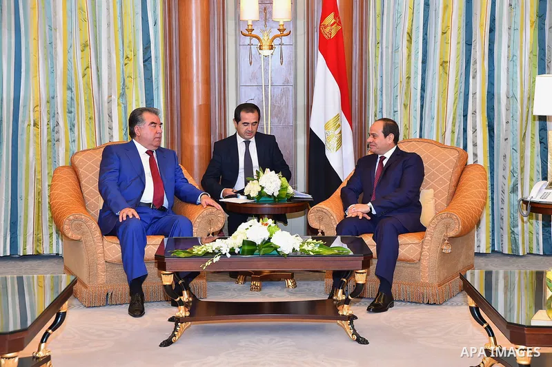 Egyptian President Abdel Fattah al-Sisi meets with President of the Republic of Tajikistan Emomali Rahmon, in the Saudi capital Riyadh on the sideline of the Arab American Islamic summit on May 21, 2017. Photo by Egyptia...