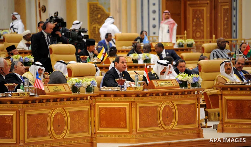 Egyptian President Abdel Fattah al-Sisi delivers speech during the Arab American Islamic summit in the Saudi capital Riyadh on May 21, 2017. Photo by Egyptian President Office