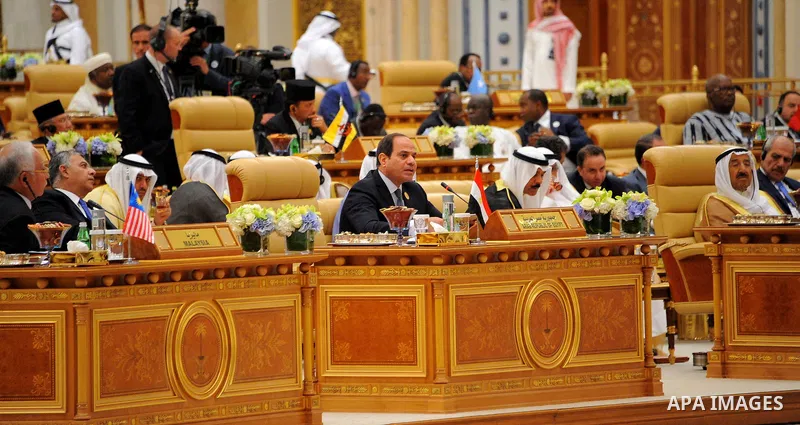 Egyptian President Abdel Fattah al-Sisi delivers speech during the Arab American Islamic summit in the Saudi capital Riyadh on May 21, 2017. Photo by Egyptian President Office