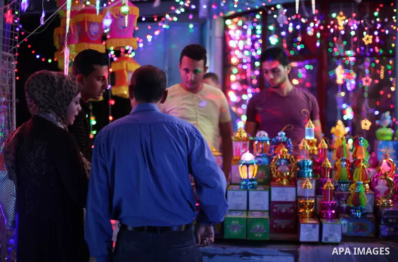 A Palestinian vendor sells traditional lanterns known in Arabic as "Fanous" at his shop on the Muslim holy fasting month of Ramadan on Gaza city on May 28, 2017. Ramadan is sacred to Muslims because it is during that mon...