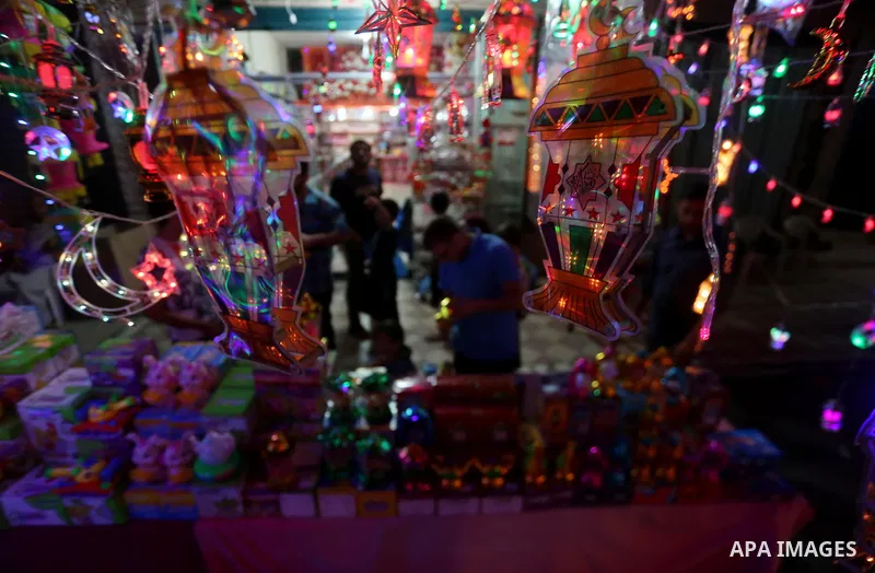 A Palestinian vendor displays traditional lanterns known in Arabic as "Fanous" at his shop on the Muslim holy fasting month of Ramadan on Gaza city on May 28, 2017. Ramadan is sacred to Muslims because it is during that...