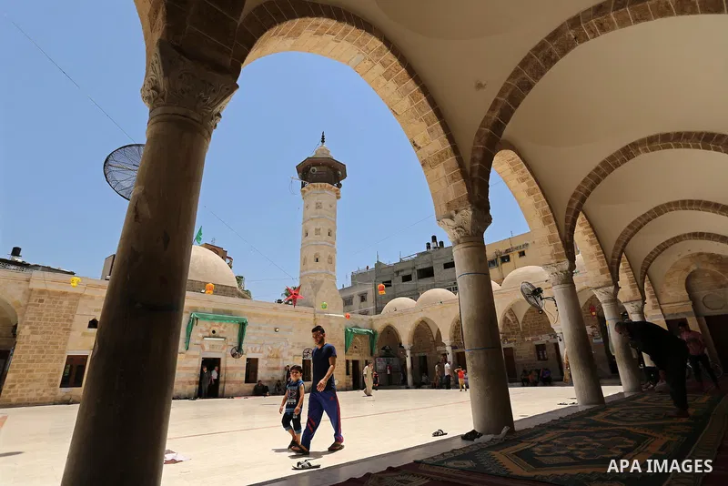 A Palestinian man prays on the Muslim holy fasting month of Ramadan at the al- Sayed Hashim mosque in Gaza city on May 29, 2017. Ramadan is sacred to Muslims because it is during that month that tradition says the Koran...
