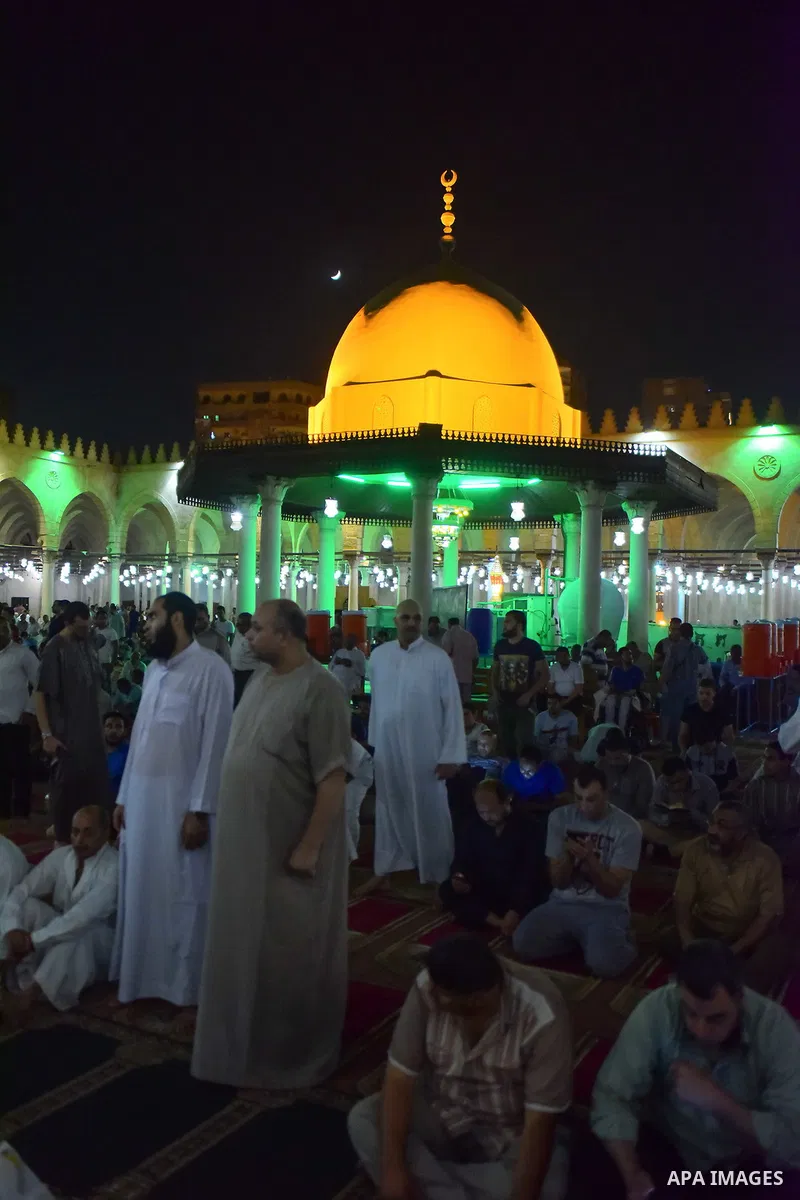 Egyptian worshipers perform take part in an evening prayer "Taraweeh", at Amr Ibn al-Aas mosque, in Cairo on May 30, 2017. Ramadan is sacred to Muslims because it is during that month that tradition says the Koran was re...