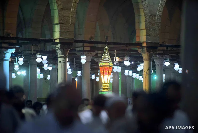 Egyptian worshipers perform take part in an evening prayer "Taraweeh", at Amr Ibn al-Aas mosque, in Cairo on May 30, 2017. Ramadan is sacred to Muslims because it is during that month that tradition says the Koran was re...