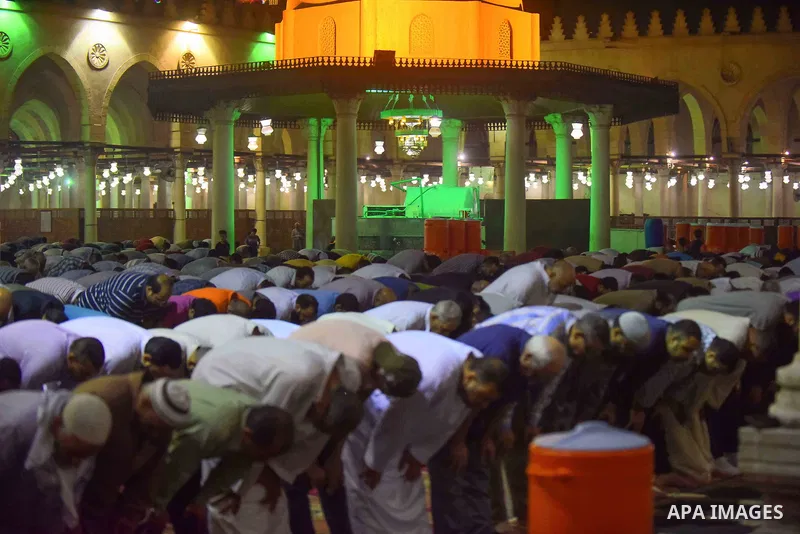 Egyptian worshipers perform take part in an evening prayer "Taraweeh", at Amr Ibn al-Aas mosque, in Cairo on May 30, 2017. Ramadan is sacred to Muslims because it is during that month that tradition says the Koran was re...